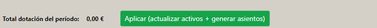 El total del período y el botón que lo aplica todo.